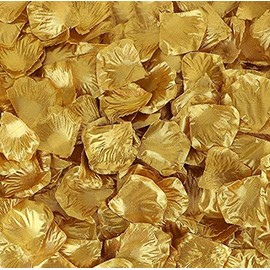 Silk Rose Petals, Artificial Petals, Fake Rose Petals, Wedding Aisle Runner Petals, Party Decoration (500 Petals, Gold)