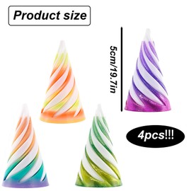 4-Pack Spiral Cone Fidget Toy, Impossible Cone Stress Relief Desk Toy, 3D Printed Spiral Fidget Toy for Anxiety Relief, Fun Desk Decor for Home, Office, School (Green, Purple, Yellow, Rainbow)