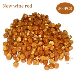 Chedin Wachs Achteckig Wachssiegel Stempel, 500 Stück siegelwachs Perlen, für Vintage Siegellack und Brief, Einladungen, Karten, Paket Geschenk (Königliches Gold, 500)