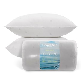Nautica Home Sleep Max Sailboat Print Medium/Firm Set of 2 Bed Pillows for Sleeping, King, White