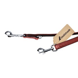 Schnüffelfreunde Leather Dog Lead - Training Lead - Leather Lead for Dogs - Adjustable to 3 Positions for All Dogs (230 cm, Red)
