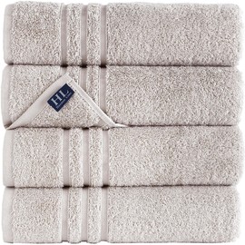Hawmam Linen Ice Silver Bath Towels 4 Pack Soft and Absorbent, Premium Quality Perfect for Daily Use 100% Cotton Towel 600 GSM