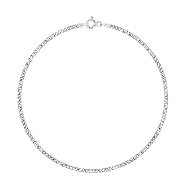 PLANETYS - Flat Curb Chain Bracelet 925 Sterling Silver Rhodium-Plated