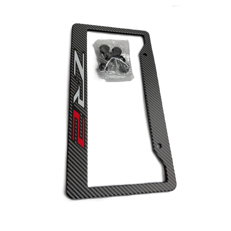 1PC Carbon Fiber ZR2 License Plate Frame Tag Cover Holder