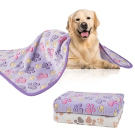 Dono 1 Pack 2 Dog Blankets, Soft Fluffy Fleece Pet Blanket Warm Sleep Mat Paw Print Design Puppy Kitten Throw Blankets Doggy Blanket for Dogs