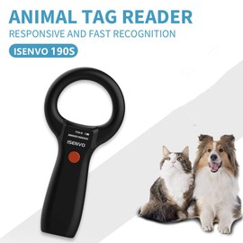 ISENVO Microchip Scanner, Animal Rabbit Dog Cats Pet Microchip Reader Rechargeable RFID EMID Micro Chip Scanner 134.2kHz 125kHz 15 Digits FDX-B ISO 11784/11785 Pet Chip ID Registration (190S)