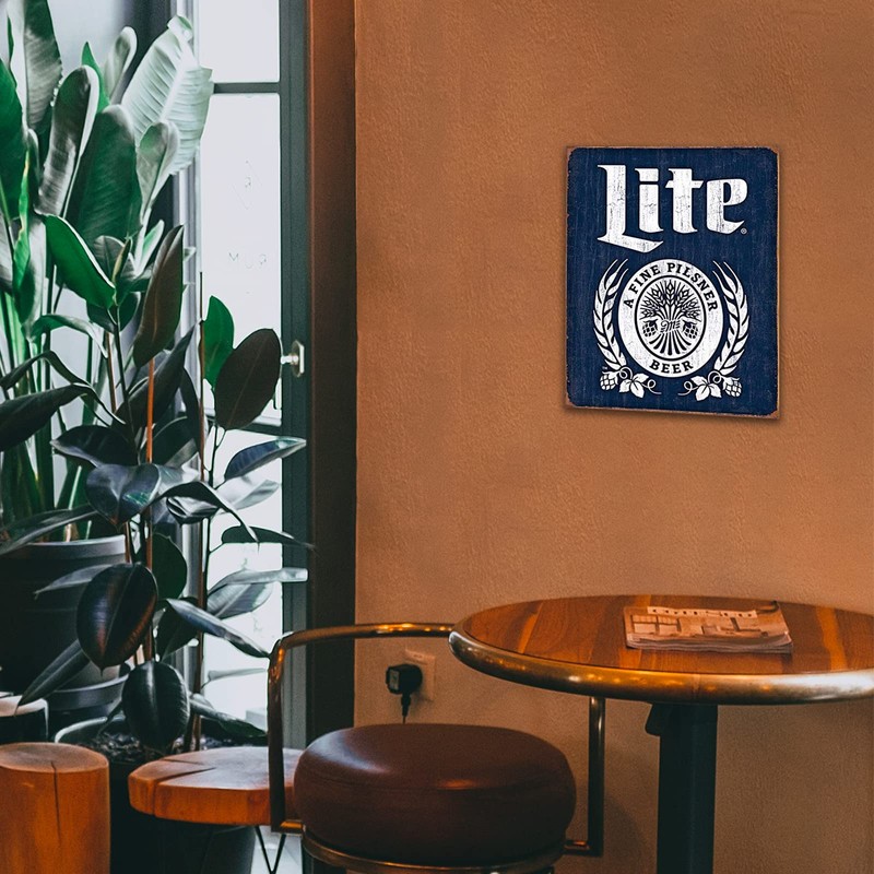 Desperate Enterprises Miller Lite Bottle Logo Tin Sign - Nostalgic