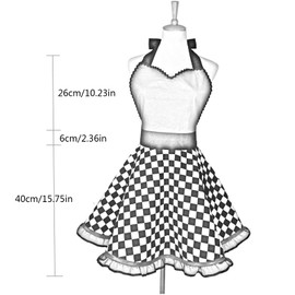 Women's Kitchen Apron, Vintage Dot Apron with Pockets and Adjustable Long Ties and Waist, Suitable for All Types of Garden Florists, Daily Cooking, Baking, Cleaning Protection at Home, a