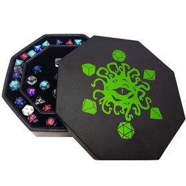 Fate Watch Dice Boards with Lid and Storage Surface Made of Polyskin and Velvet, Compatible with All Types of Board Games and Role Playing Games such as D&D, Warhammer and The Call of Cthulhu (Green)