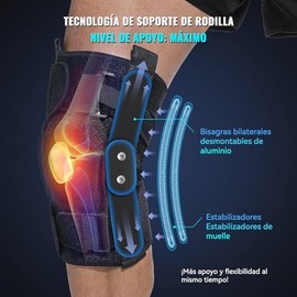 Rodillera Ortopédica y Deportiva con Estabilizadores para Hombre y Mujer con Bisagras Bimetálicas y Estabilizadores Laterales de Muelle,Rodilleras de Soporte Mejoradas para Protección,Alivio,Deportes