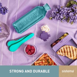 Sistema Square Water Bottle | 1L | Leakproof Kids Water Bottles | BPA-Free | Teal Stone | 1 Count