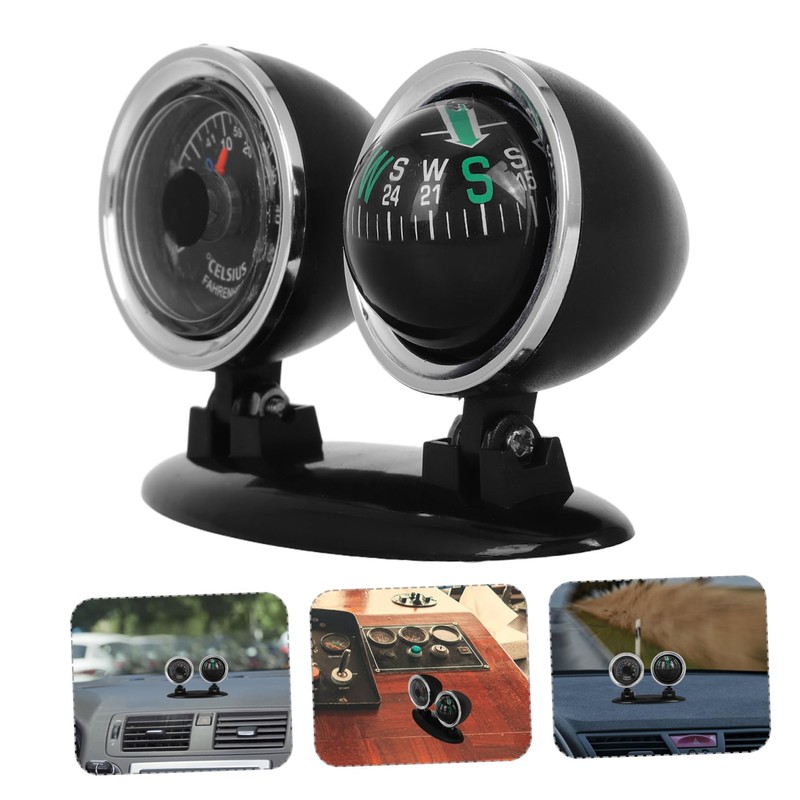 ULTECHNOVO Automotive Compass Ball Adjustable Two in Pointer for Car