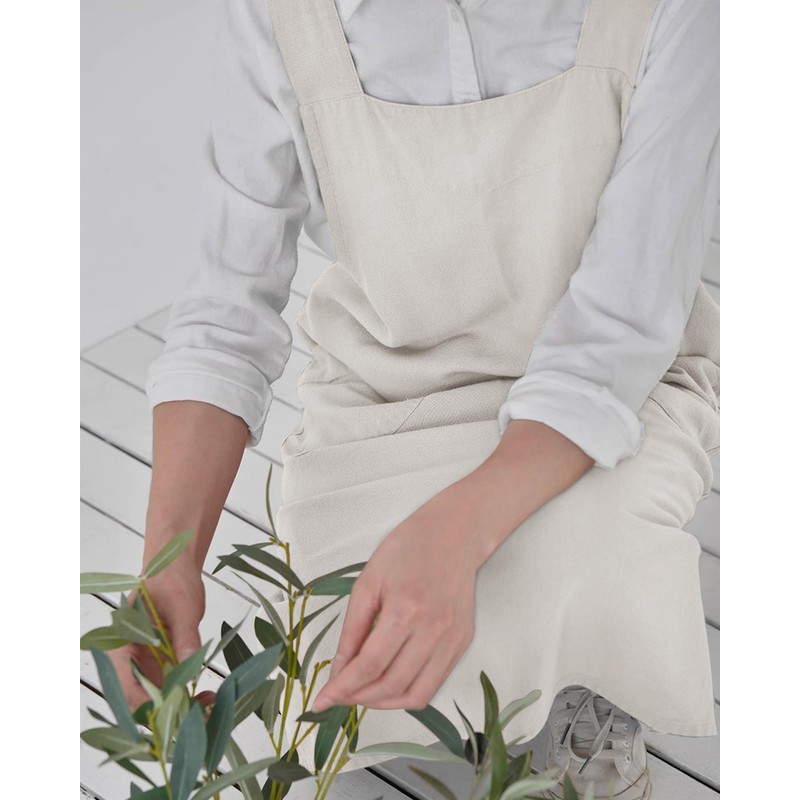 Small snail Japanese Style Apron Cotton Linen Aprons Cross Back