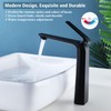 TOCALOCA Black Bathroom Faucet Tall Vessel Sink Faucet Matte Black