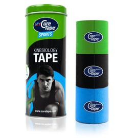 CureTape® Kinesiotapes | 3 Kinesiology Tape Rolls (5 cm x 2.5 m) | Waterproof & Skin-Friendly Kinesiotape | Latex-Free Sports Tape | Increases Mobility & Performance | Green, Black & Blue