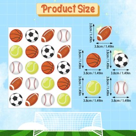 Wonmon 600 PCS Sport Balls Stickers for Kids, Football Baseball Basketball Soccer Tennis Stickers for Crafts, Sports Stickers for Classroom Teacher Rewards Envelopes Gift Cards Party Supplies