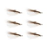 Wild Water Fly Fishing Brown and White Clouser Minnow 6 Pack Steamer for Smallmouth Bass & Trout, Size 8