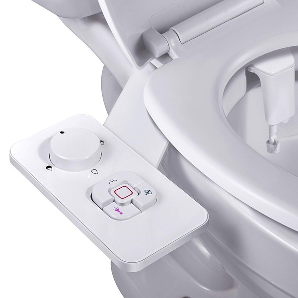 Bidet Attachment for Toilet UK- SAMODRA Non-Electric Cold Water Bidet Toilet Seat Attachment with Pressure Controls,Retractable Self-Cleaning Dual Nozzles for Frontal & Rear Wash - White