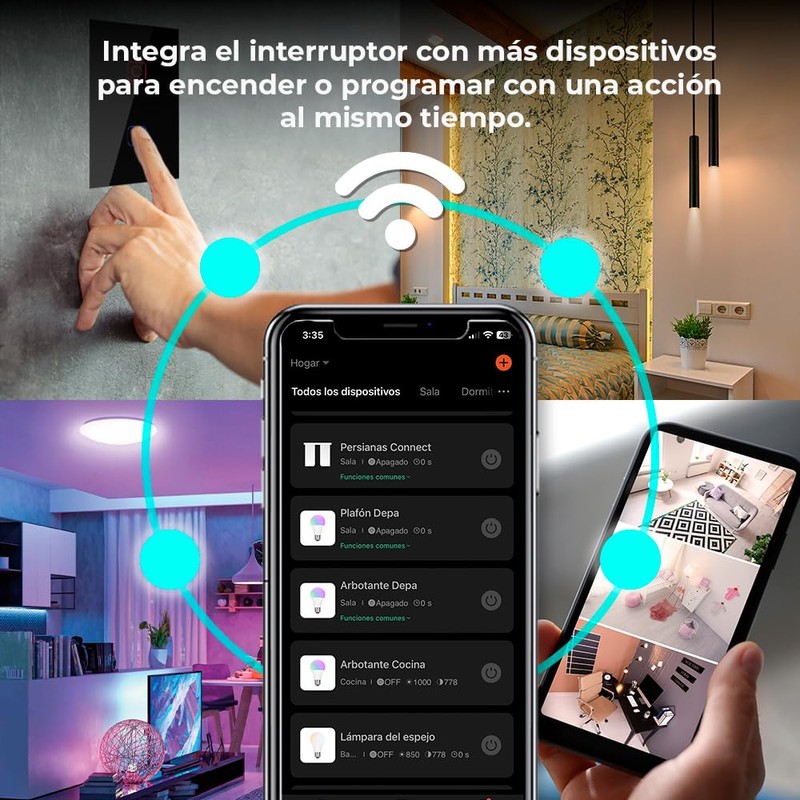 Tecnolite Connect - Apagador Inteligente Táctil WiFi 2 Circuitos, Requiere