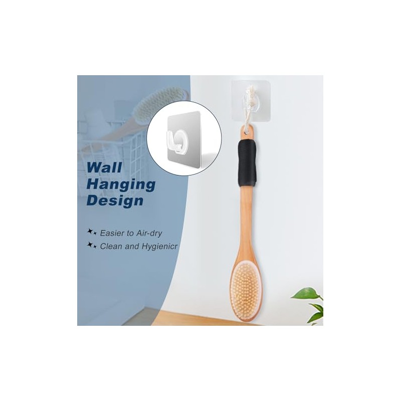 Depurador Cepillo Ergonómico Mango Largo Ducha Exfoliante Corporal Doble Cara