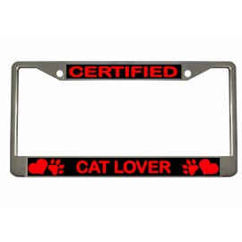 NCAT Certified Cat Lover Metal Auto License Plate Frame Car Tag Holder