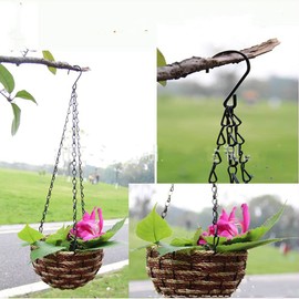 OUKEYI 6 Pcs Hanging Chain, Heavy Duty 15.7 Inch Hanging Flower Basket Galvanized Replacement Chain -3Point Garden Plant Hanger for Outdoor Bird Feeders, Planters and Lanterns (Black) ¡­