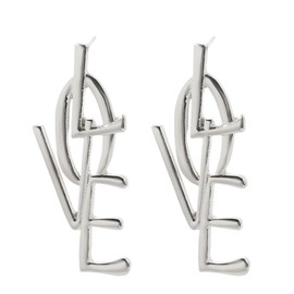 LPYO Punk Love Letter Large Long Earrings for Women Trendy Punk Exaggerated Love Heart Dangle Earrings Hollow Vintage Letter Statement Stud Earrings Jewelry Gift (silver)