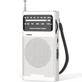 Goodes Portable Radio AM FM, Transistor Radio with Loud Speaker, Headphone Jack, 2AA Battery Operated Radio for Long Range Reception, Portable Radio for Indoor, Outdoor and Emergency Use-White