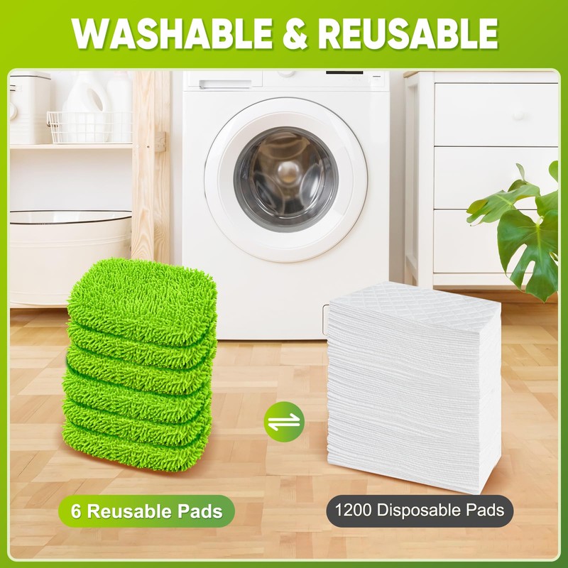 6-Pack Reusable Mop Pads Fit Swiffer Sweeper, Microfiber Cleaning Mop