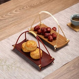 Axitufun Handmade Rattan Round Fruit Baskets Bread Baskets Wicker Storage Bowls Natural Woven Serving Basket Bowls Decorative -brown