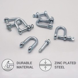 (Pack of 10) Galvanised Steel Shackle 1/4" (6mm), D Links Hook Shackle Clip
