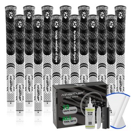 KINGRASP Premium Hybrid Golf Grips (13 Pack) - High Traction Rubber Golf Club Grips with Enhanced Feedback | Includes 13 Grips + 15 Tapes + 1 Rubber Vice | All-in-One Replacement Grip Kit for Golf Club