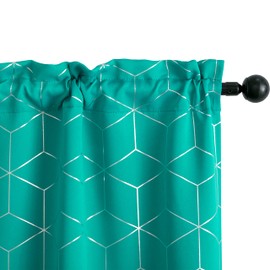 1 Pair Thermal Blackout Curtains Soft Silver 3D Curtain Insulated Living Room Bedroom Indoor 2 Panels with Pocket (70 x 235 cm, Water Green)