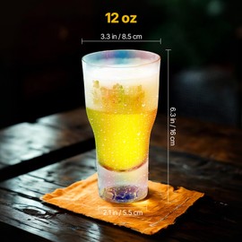 Chloris Premium Colorful Beer Glasses,24K Gold Soccer Relief Design - Ideal Gifts for Beer Lovers on Men's Birthday and Father's Day - 12Oz Thick Clear Glass Funny beer Glasses for Men