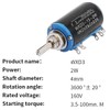DKARDU 4 pcs WXD3-13-2W 10K Ohm Multi-Turn Wirewound Potentiometer Rotatable