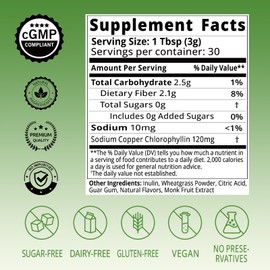 Lifebooil Chlorophyll Powder Dietary Supplement, Superfood Juice Powder, Nature's Sunshine Chlorophyll - Detox Support, Gut Health, Energy & Immunity Boost, Crisp Apple - 30 Servings