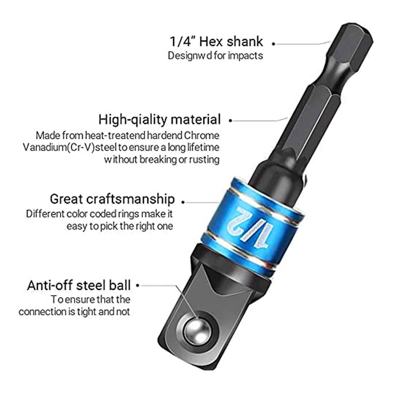 17pcs Flexible Drill Bit Extension, Include 3pcs Impact Socket Adapter