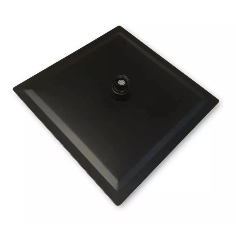 Meer Regadera Cuadrada Tipo Lluvia Acero Inox 20cm Negra Mate