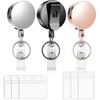 3 Pcs Llavero Retráctil, Gafete de Metal Electrochapado con 6