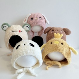 Cute Character Earflap Baby Bear Winter Hat Beanie for Warmth Autumn Ball [Yellow] 3ea
