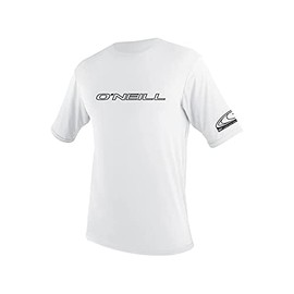 O'Neill Wetsuits UV Sun Protection Mens Basic Skins Tee Sun Shirt Rash Guard, White, X-Large