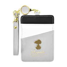 Snoopy 0371 Pass Case, Commuter Holder, Card Case, Reel Included, Bi-Color, Simple, Commuting to Work or School, Women's, Men's, Adults, Students, Children, Cute, Character, grey/black (SPIK-078), One
