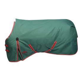 WeatherBeeta ComFiTec Prelim Standard Neck Lite Horse Blanket, Dark Green/Red/White, 81"