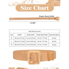 WILLBOND 4 Pcs Straw Woven Belt Elastic Stretch Rattan Buckle Waist Belt Women Skinny Raffia Dress Waist Band(Charming Color,Medium)