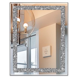 Ruomeng Rectangular Wall Mirror Crystal Crush Diamond Mirror for Home Décor Accent Mirror for Bathroom, Entryway and Bedroom, 16" x 20"