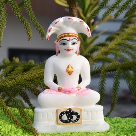 Marble Parshwanath Statue | Jain Tirthankar Murti Deity Bhagwan Parasnath/Parashvaath Idol Religious Parsvnath Digambar Statue Stone Lord Hand Carved Parshvanatha Bhagwan Spiritual God Gift (7 inch)