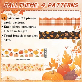 VABAMNA 84ft Fall Bulletin Board Border Borders, Fall Classroom Decorations, Maple Leaf Pumpkin Plaid Scalloped Border Trims for Autumn Thanksgiving Back to School Classroom Door Wall Decor, 5 Designs