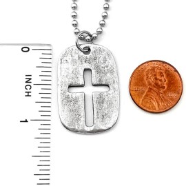 Forgiven Jewelry Cross Tag Antique Silver Finish Pendant (g2-bc) Ball Chain Necklace