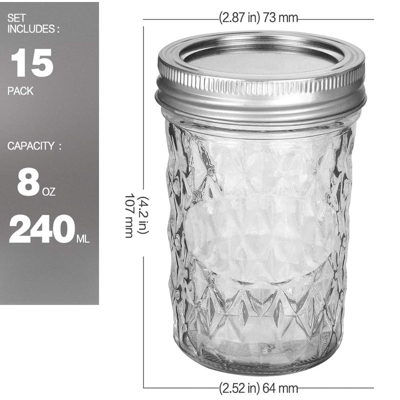 VERONES Mason Jars 8 OZ, 8 OZ Canning Jars Jelly