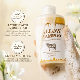 Tallow Shampoo for All Hair Types, Volumizing Shampoo Deep Cleansing, Anti-Dandruff Oil Control, Smooth Frizz, Moisture Balance for Stronger, Smoother Hair Shine-Boosting Formula, 250ml